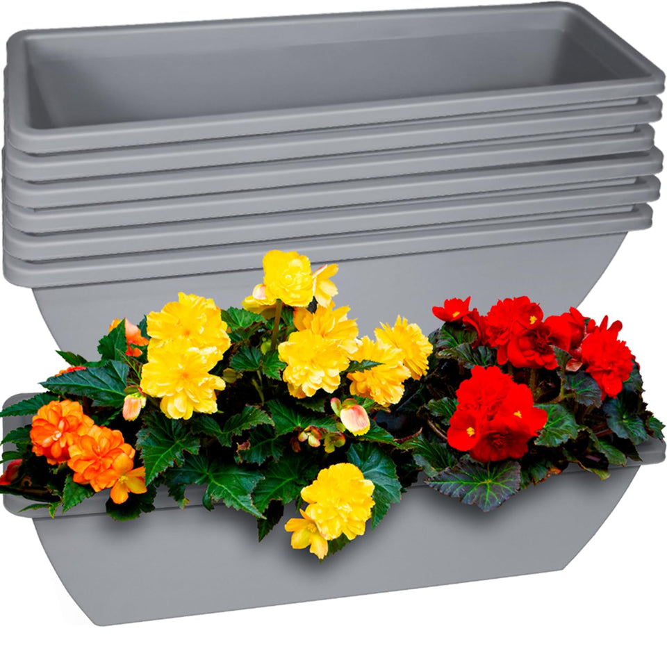 Tcevily 6-pack window box planters arranged on a balcony for versatile gardening.
