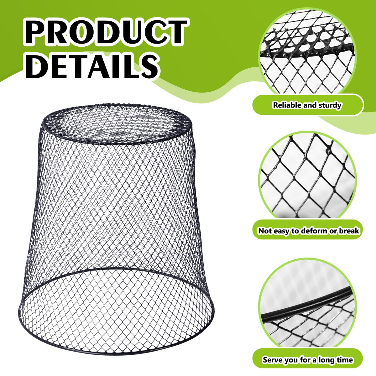 Tcevily vinyl-coated wire frame offers sturdy protection against small animals.