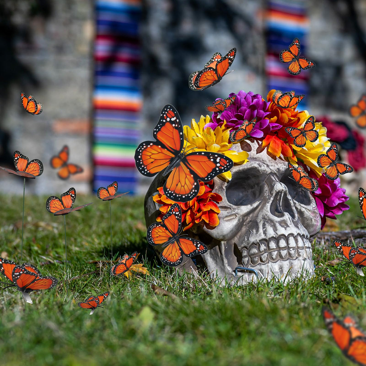 Tcevily waterproof monarch butterfly stake durable for year-round garden decor