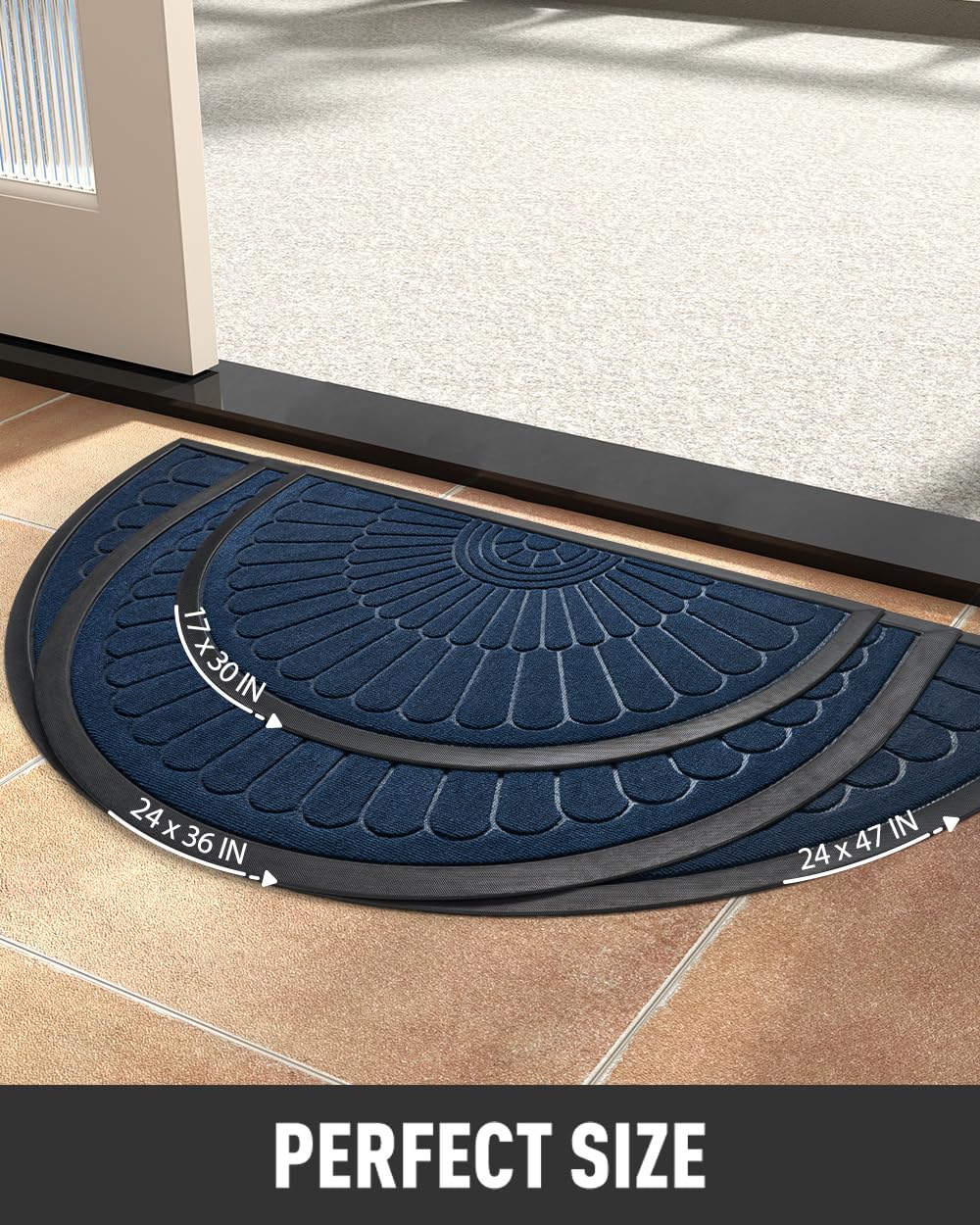 tchdio all-weather blue door mat for indoors and outdoors