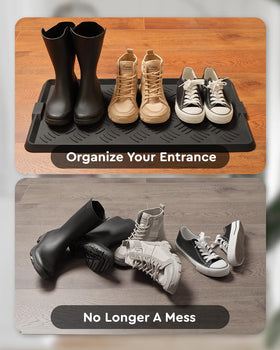 Large-capacity tray holds three pairs of shoes for busy entrances.