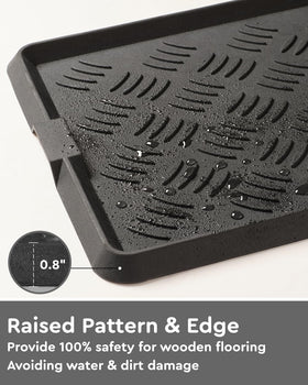 Tchdio boot tray with raised edges traps spills and debris.