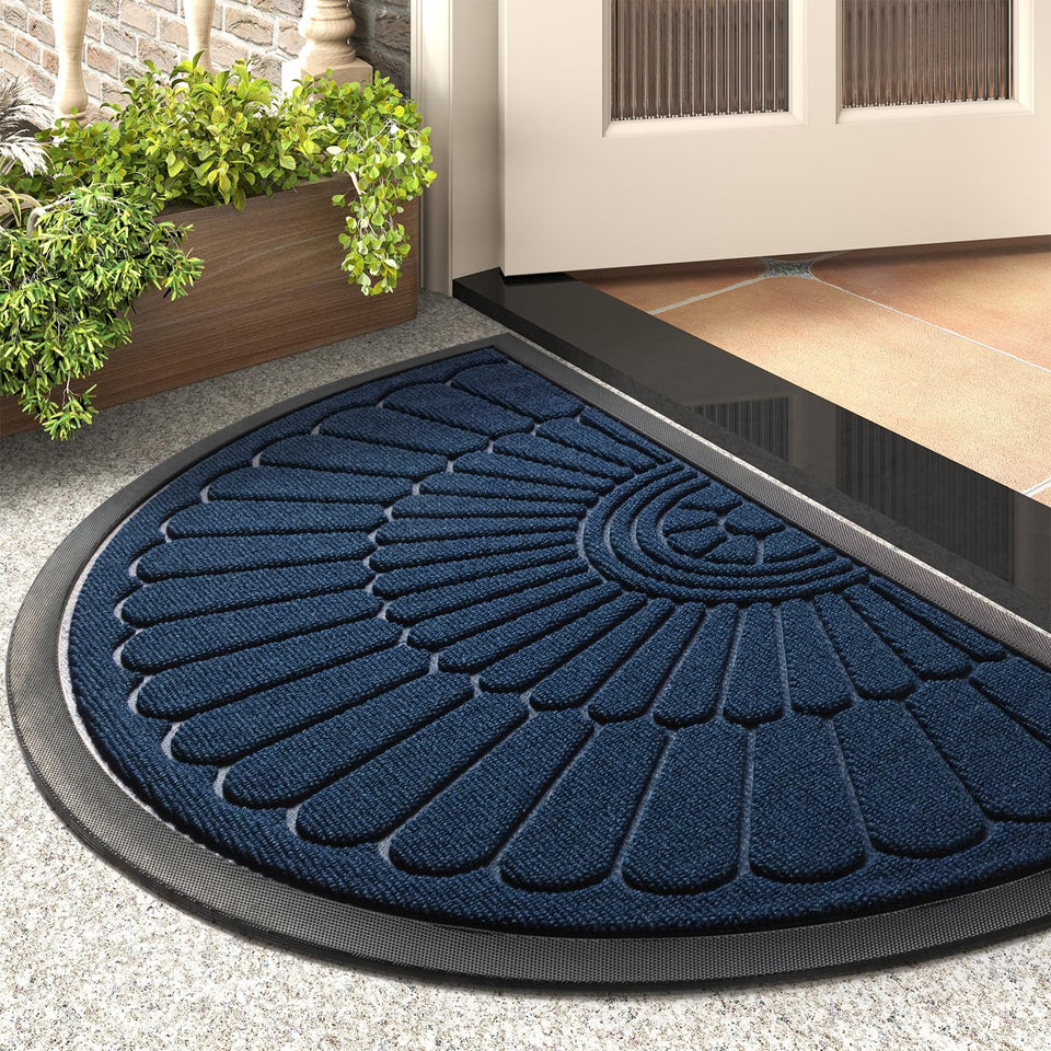 tchdio blue semicircular door mat traps dirt at the entry