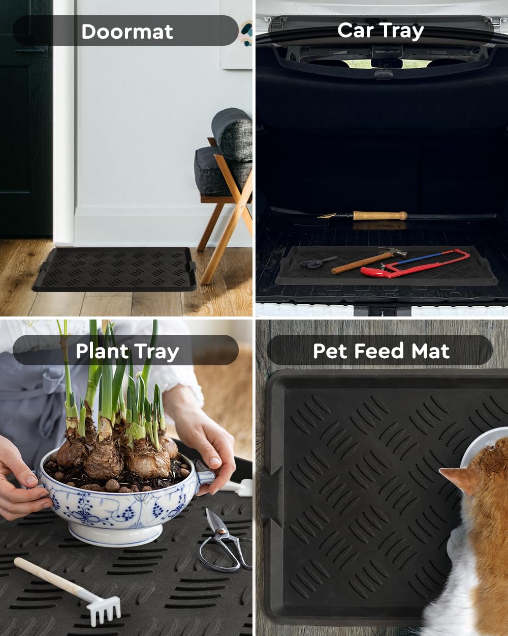 Tchdio entryway mud tray works indoors and outdoors for seasonal messes.
