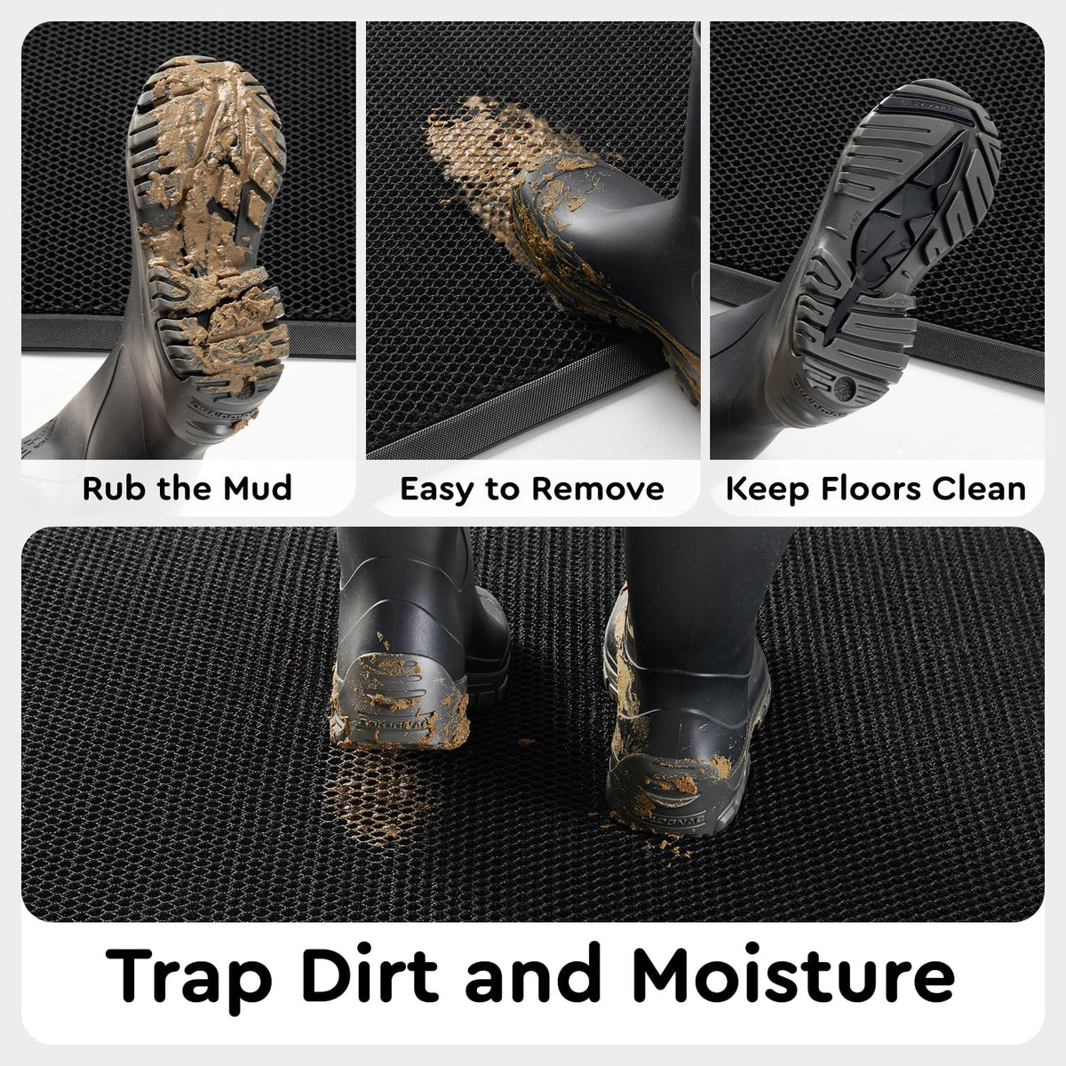 tchdio front door mat easy-clean surface resists stains and cleans quickly.