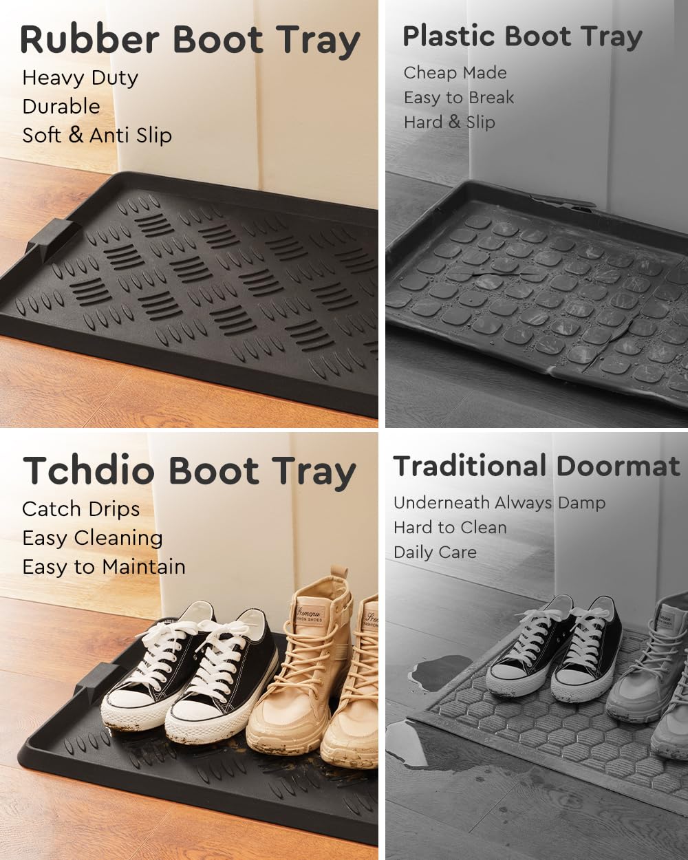 Tchdio boot tray used outdoors catches moisture, protecting floors.