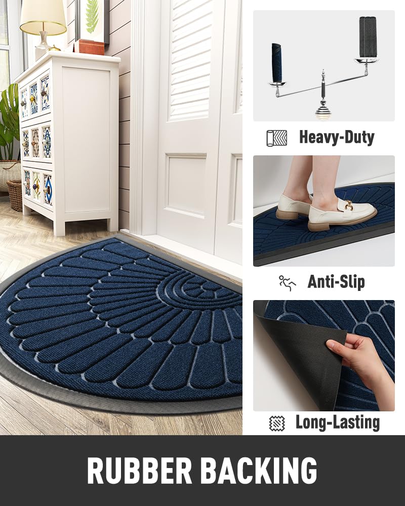 tchdio blue welcome mat catches mud and dirt from shoes
