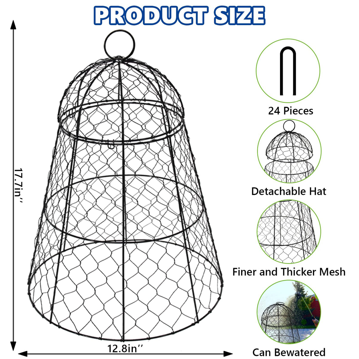 Close-up of the chicken-wire mesh on a Tcomhk cloche