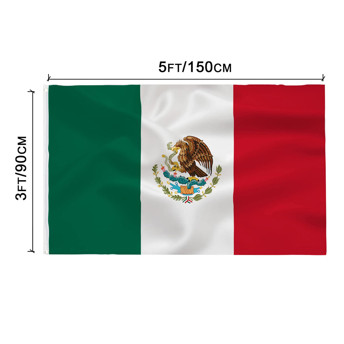 TCTOHZNG Mexico flag polyester durable in sunlight for outdoor use.