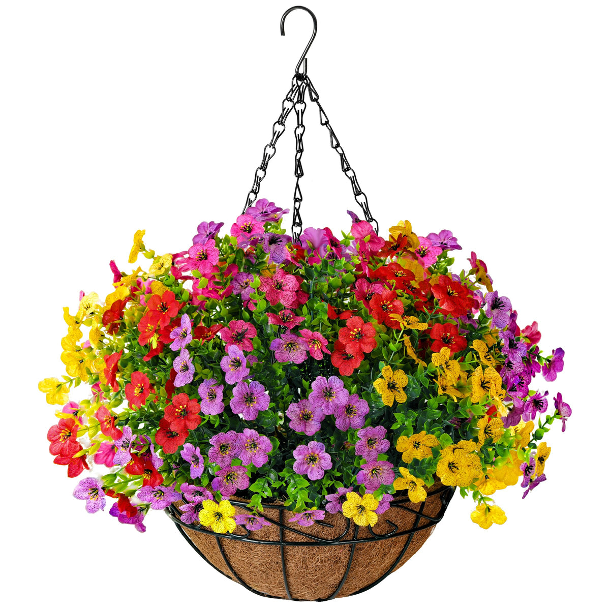 TDHDIKE artificial hanging flowers in bougainvillea basket for outdoor décor