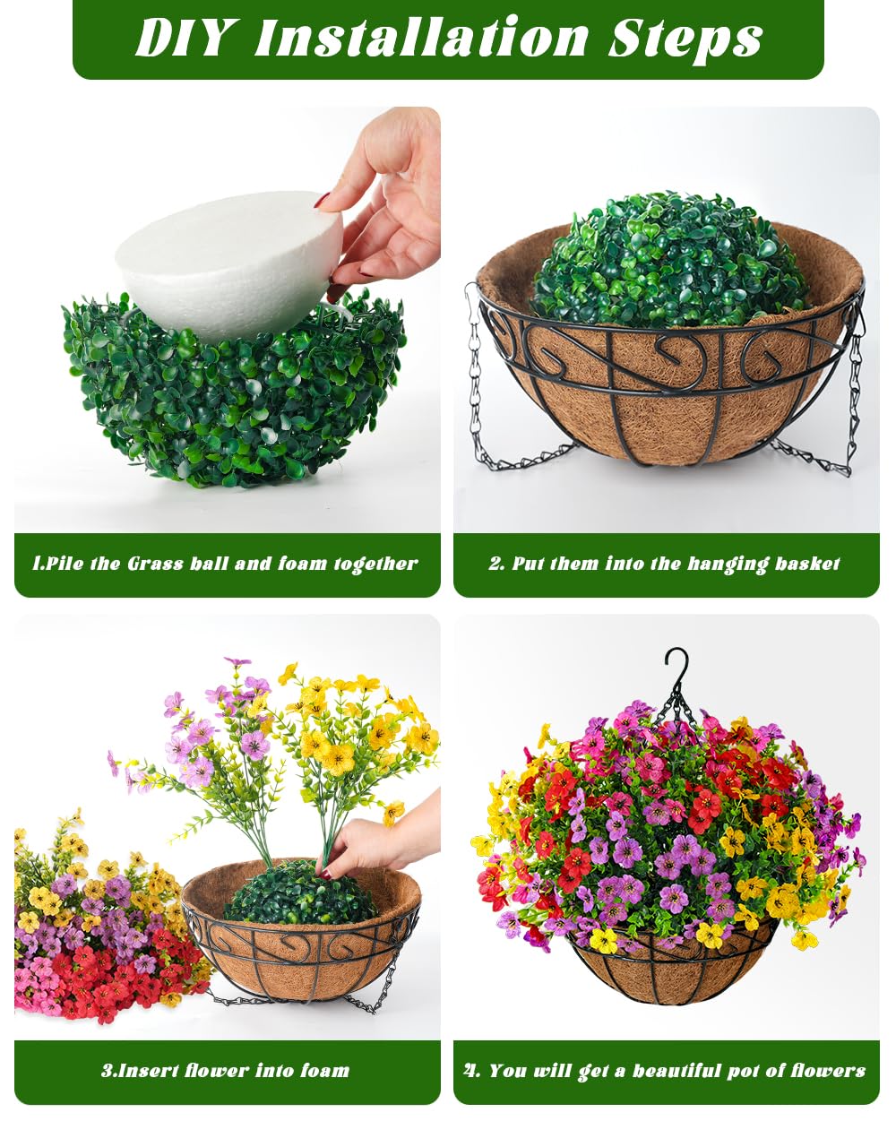 TDHDIKE easy-assemble hanging flowers for quick patio decor