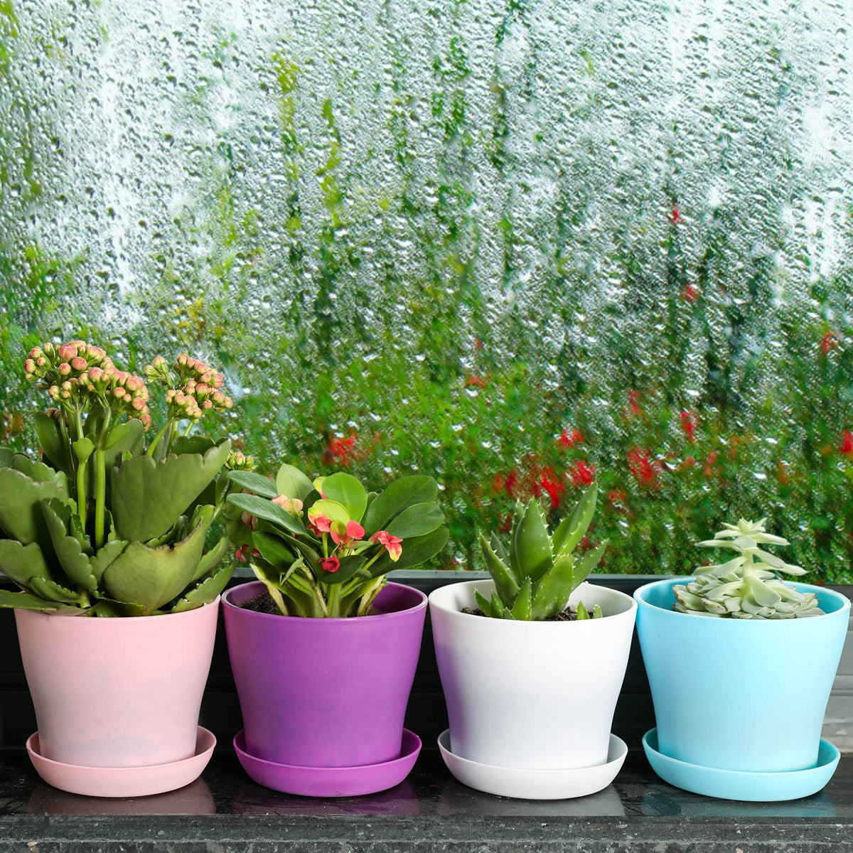 TDHDIKE indoor-outdoor purple pots are lightweight and durable for home gardens