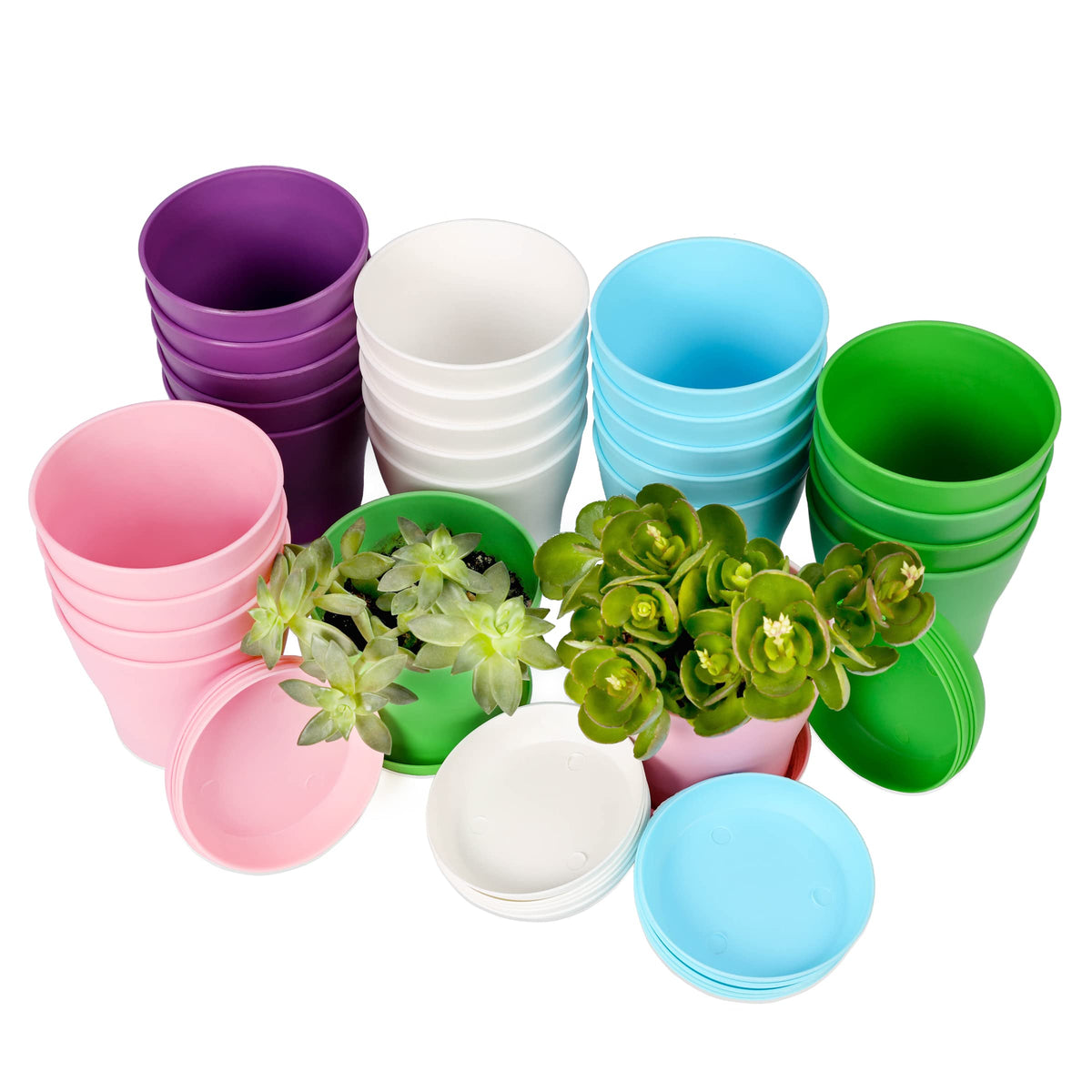 TDHDIKE pink mini flower pot with tray, perfect for bright indoor decorating.