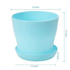 TDHDIKE white mini flower pot with tray, keeps windowsills tidy and colorful.