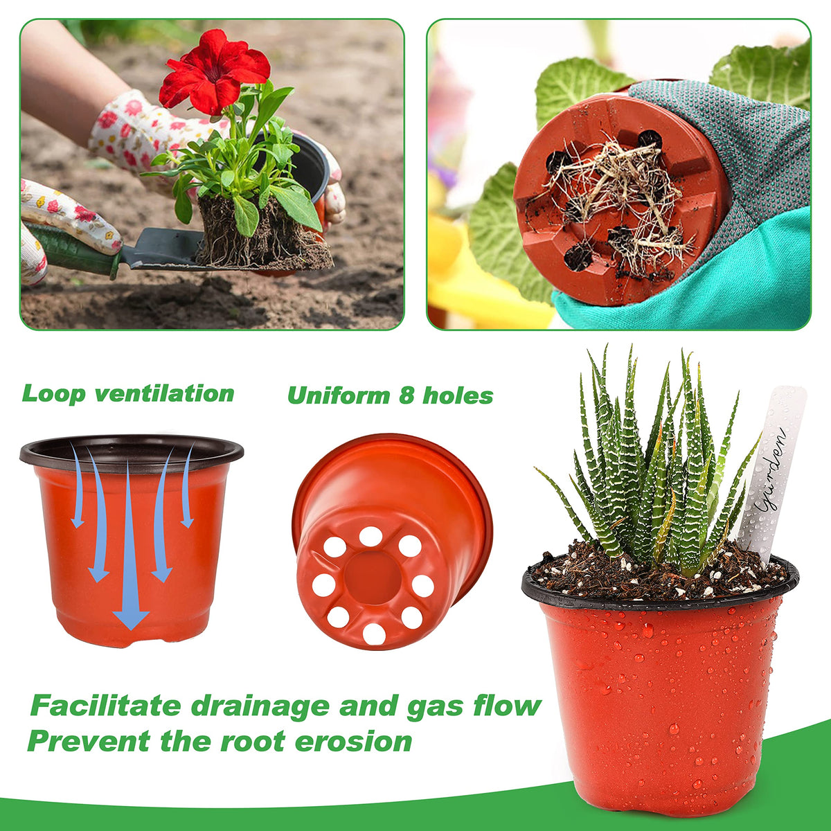 TDHDIKE planter with eight drainage holes promotes airflow and prevents overwatering.