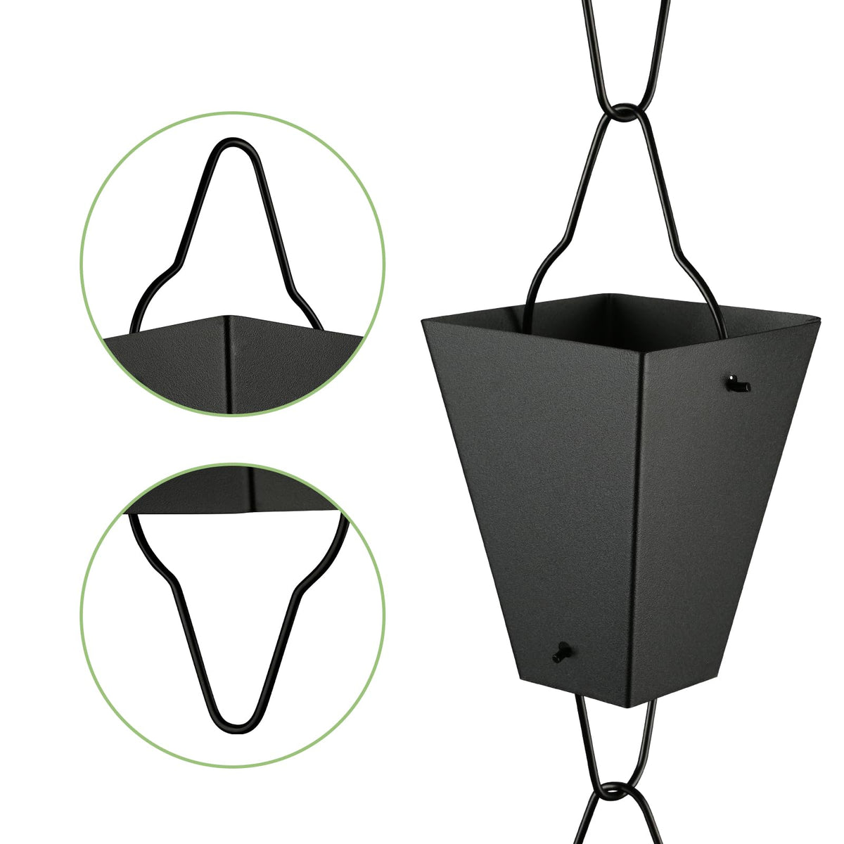 TE DEUM decorative replacement for large downspouts with rain chain.