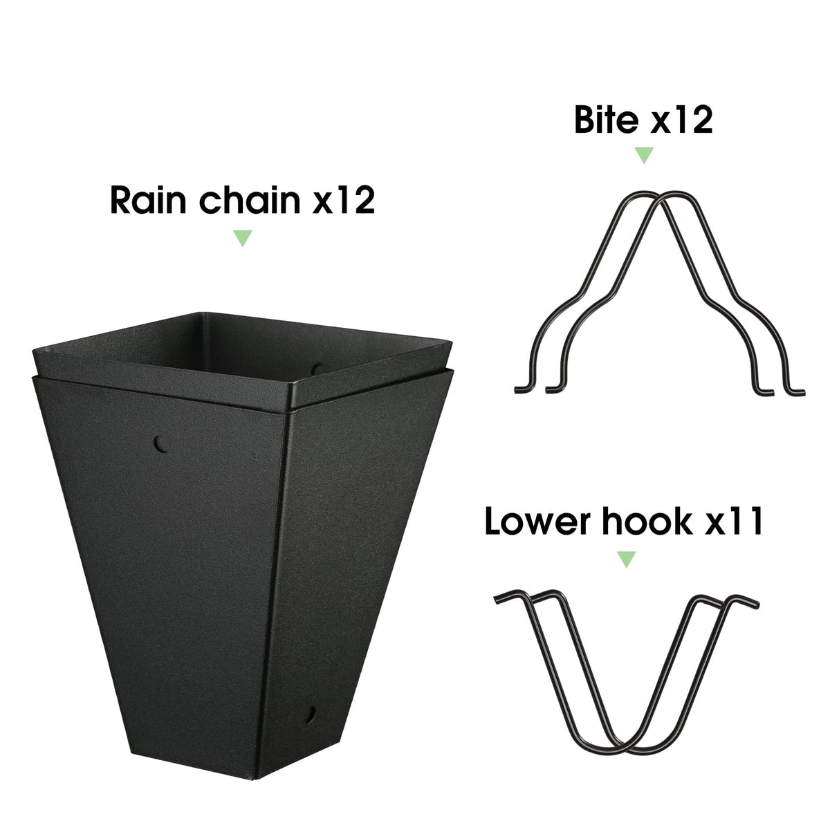 TE DEUM rain chain adapter facilitates smooth water entry from downspout.
