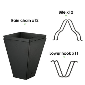 TE DEUM rain chain adapter facilitates smooth water entry from downspout.