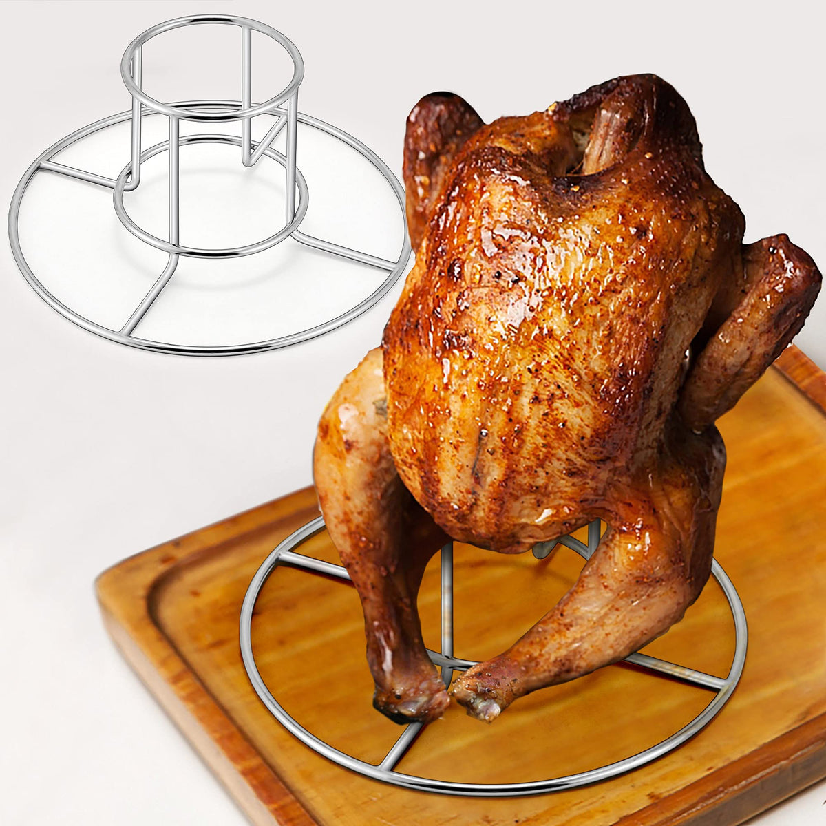 TeamFar beer can stand with stable center frame for upright chicken