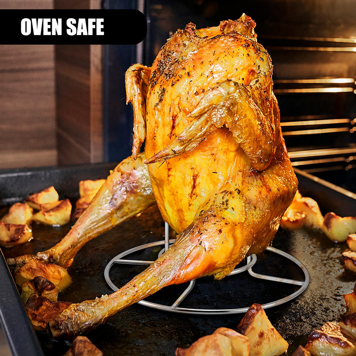 TeamFar vertical chicken stand ready for grill smoker or oven
