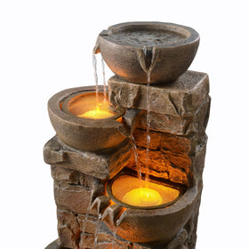Freestanding floor fountain suitable for patios, gardens, balconies, and lawns.