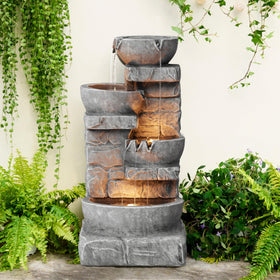 Teamson Home stone-gray rustic finish complements decks, patios, and balconies.