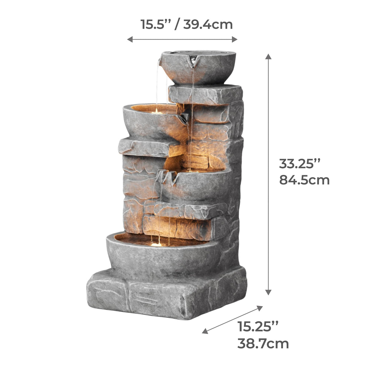 Teamson Home visible submersible pump with 72-inch cord for easy setup.