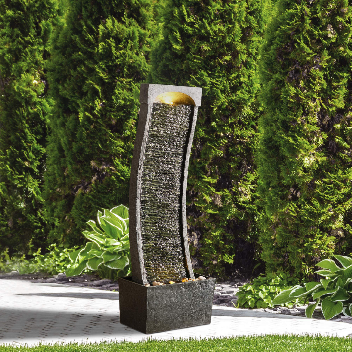 Teamson Home waterfall fountain includes a 1.98-gallon pump for continuous flow.