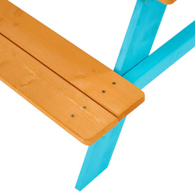 Teamson Kids picnic table dimensions shown: 35 x 31 x 19.69 inches.