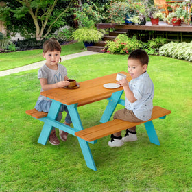 Close-up of solid pine wood and eco-friendly finish on Teamson Kids table.