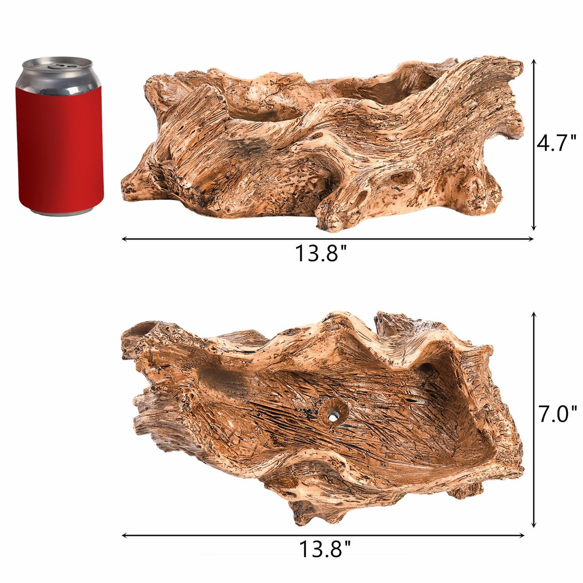 Tebery planter showing textured surface resembling real stump for natural décor
