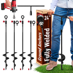 TECH2EACH 24-inch ground anchors kit of four for secure outdoor setups