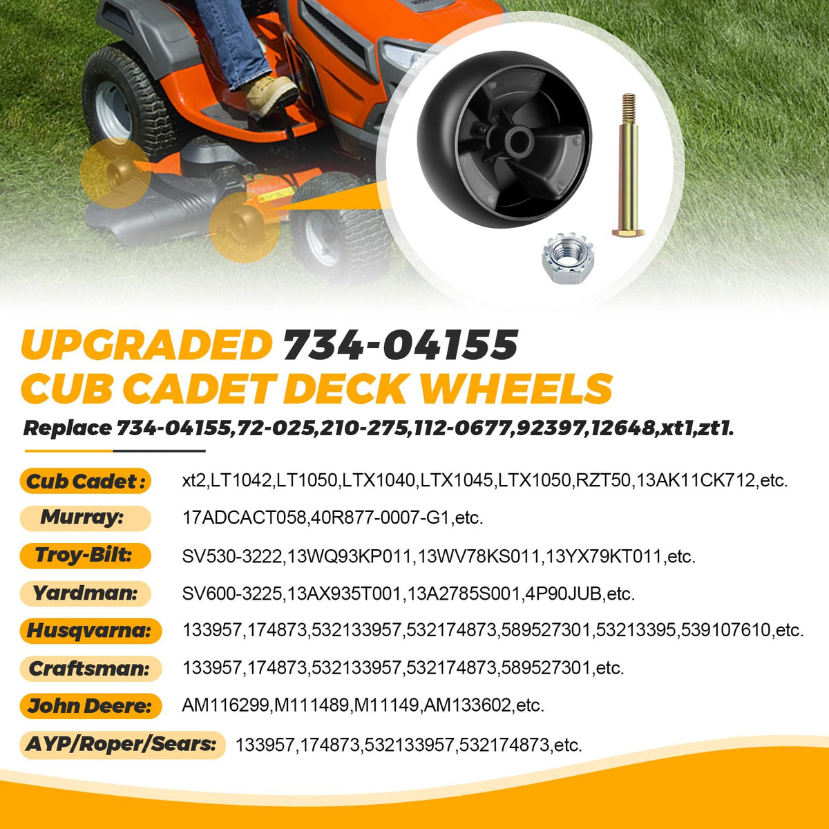 Techecook compatible deck wheels fit many mower models for easy replacement
