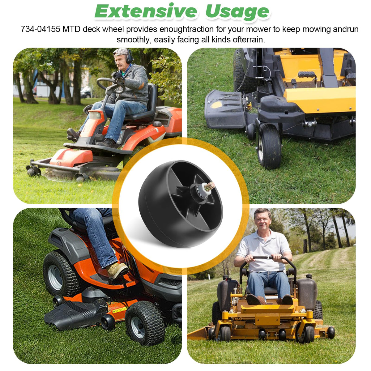 Techecook deck wheels boost traction over uneven ground for steadier mowing