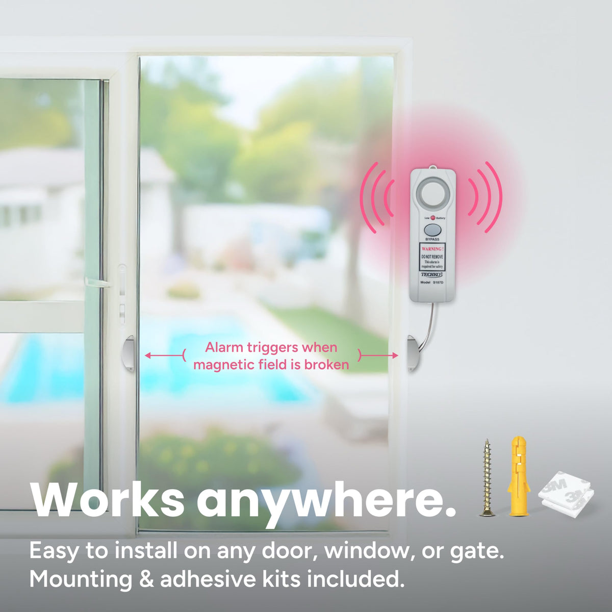 Techko S187D bypass buttons illustrating temporary disablement for safe entries.