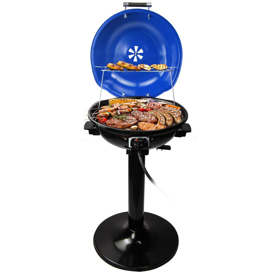 Techwood Electric Grill circular surface for even heating and large meals.