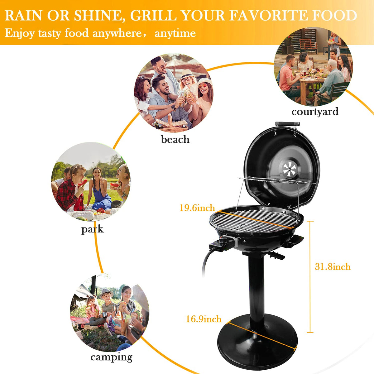 Techwood portable removable stand enables indoor or outdoor grilling anywhere.