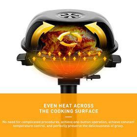 Techwood removable grease tray simplifies cleanup after grilling.