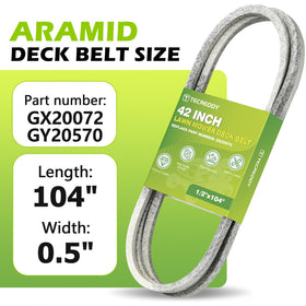 Tecreddy 104-inch belt in view, built for reliable mower drive.