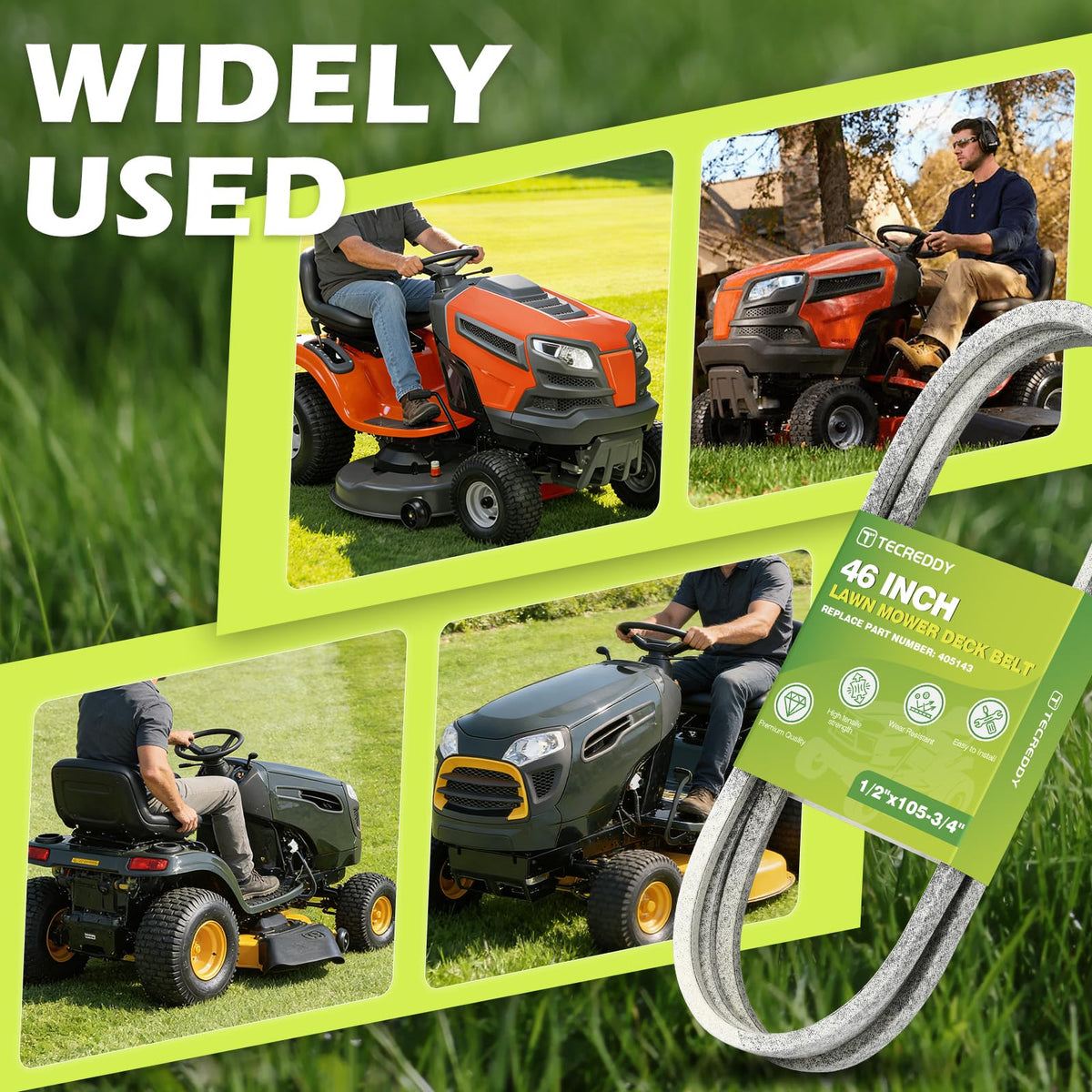 Tecreddy deck belt dimensions ensure precise 105.75-inch fit.
