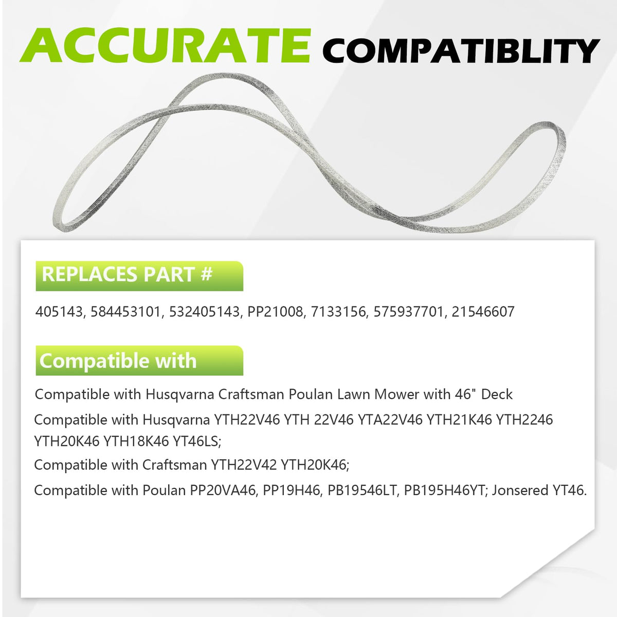 Tecreddy 405143 belt features low-friction coating to reduce pulley wear.