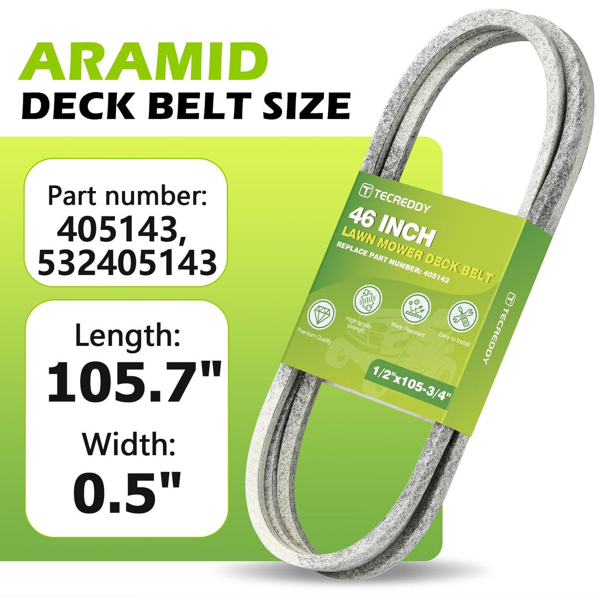 Tecreddy premium aramid-cord belt shows durable kevlar-core construction.