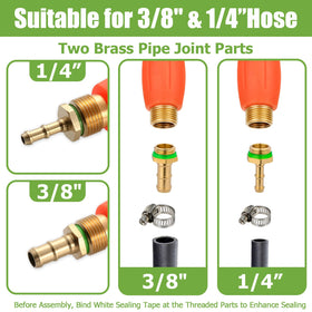 Tecreddy brass barbs for 1/4 and 3/8 hose ends ensure secure connections.