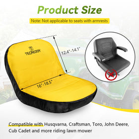 Tecreddy lawn mower seat cover with durable 600D fabric withstands sun and rain.