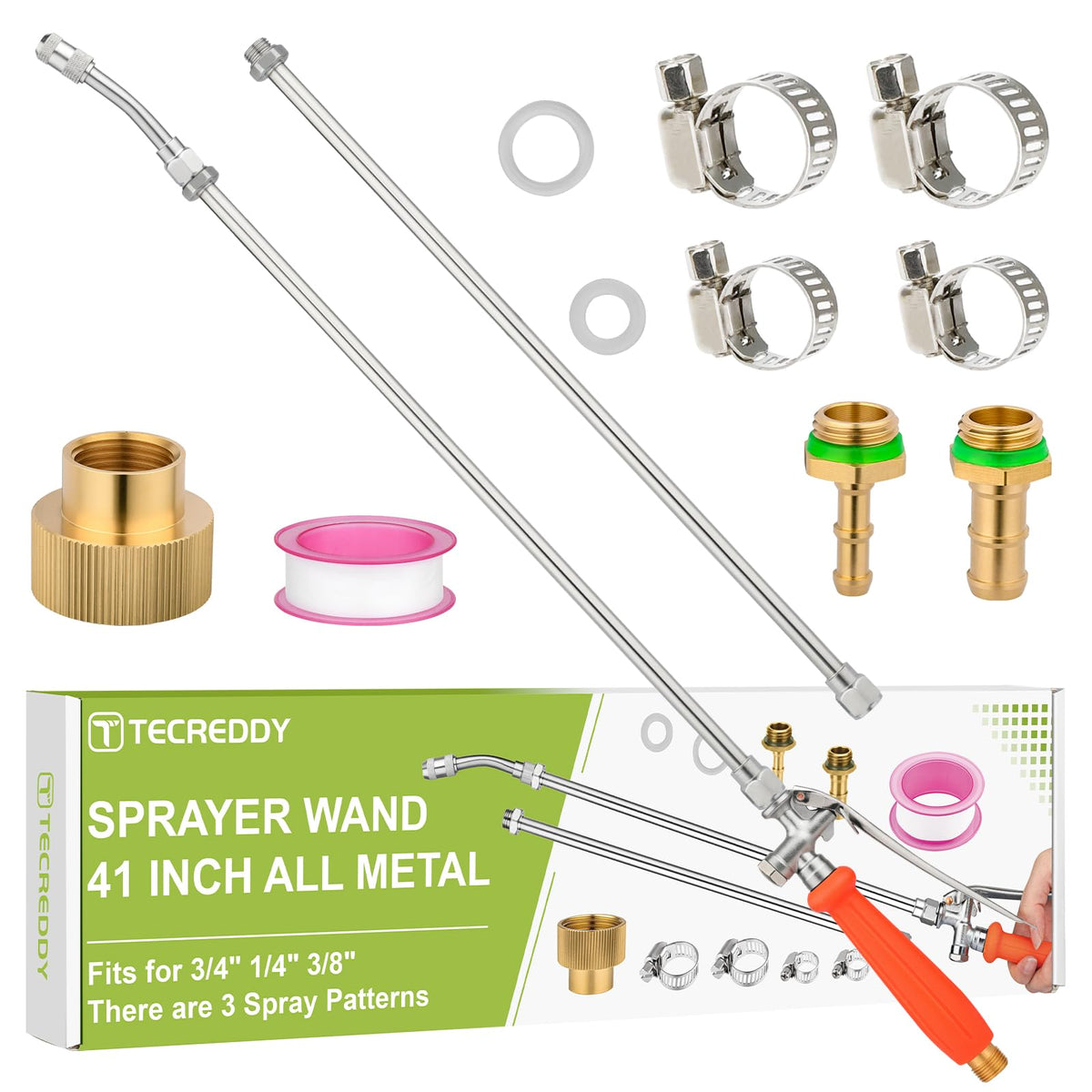 Tecreddy replacement sprayer wand with 41-inch reach for precise garden watering.