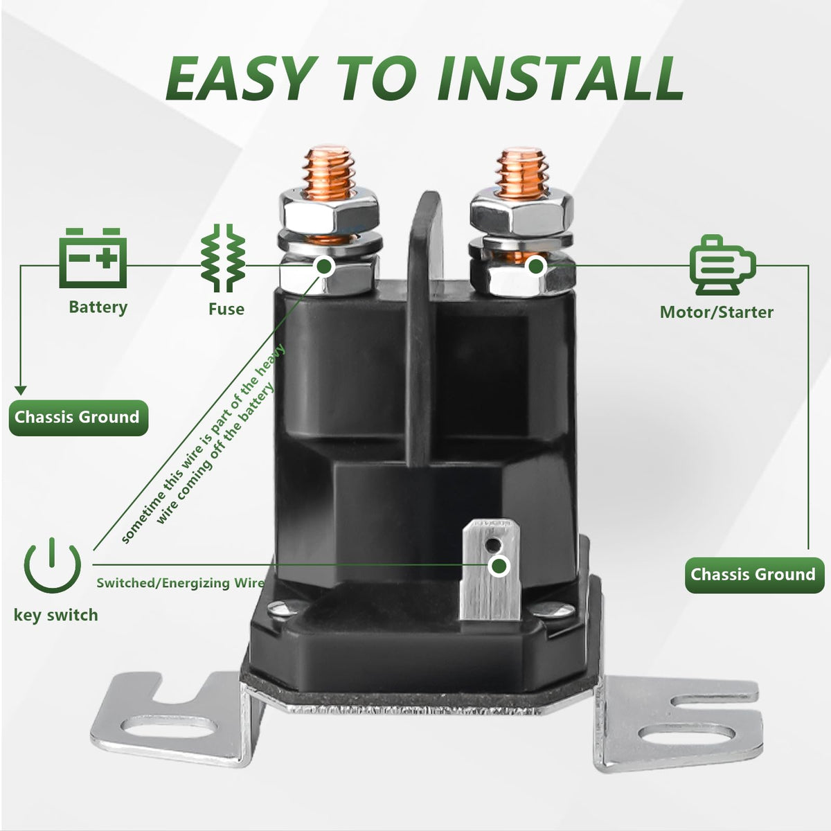 Tecreddy starter solenoid with 3-terminal design for easy wiring