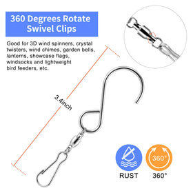 TecUnite wind chime hanging clip demonstrates 360-degree rotation.