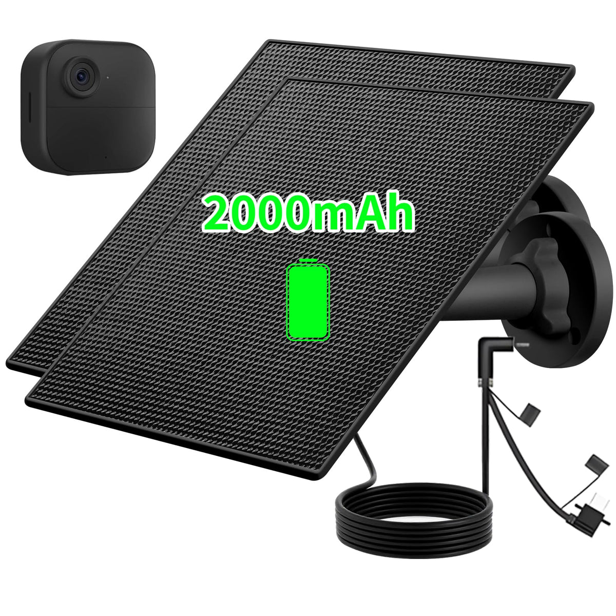 Teczckc B-Link solar panel front view powering compatible Blink cameras.