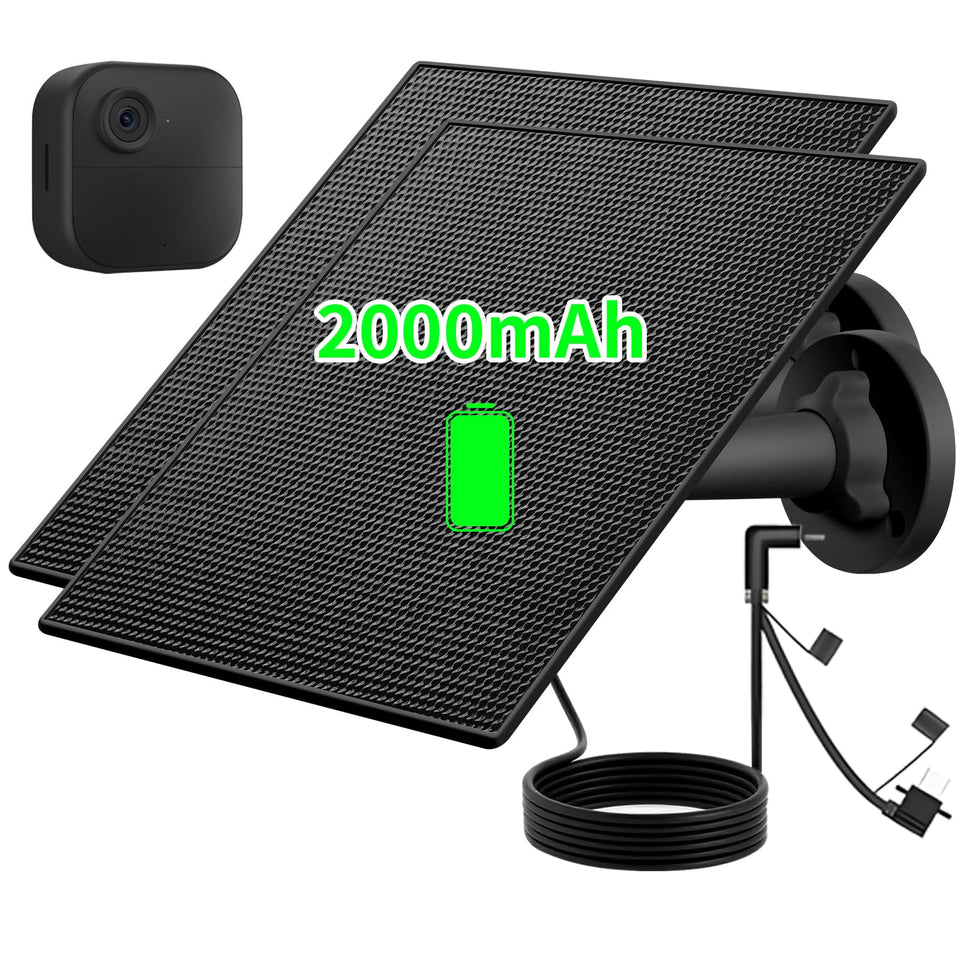 Teczckc B-Link solar panel front view powering compatible Blink cameras.