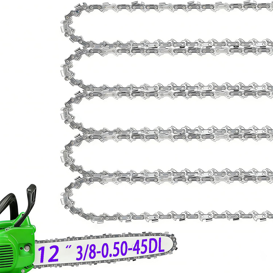 TEEANEES 5-pack 12-inch chainsaw chain box for easy replacements.